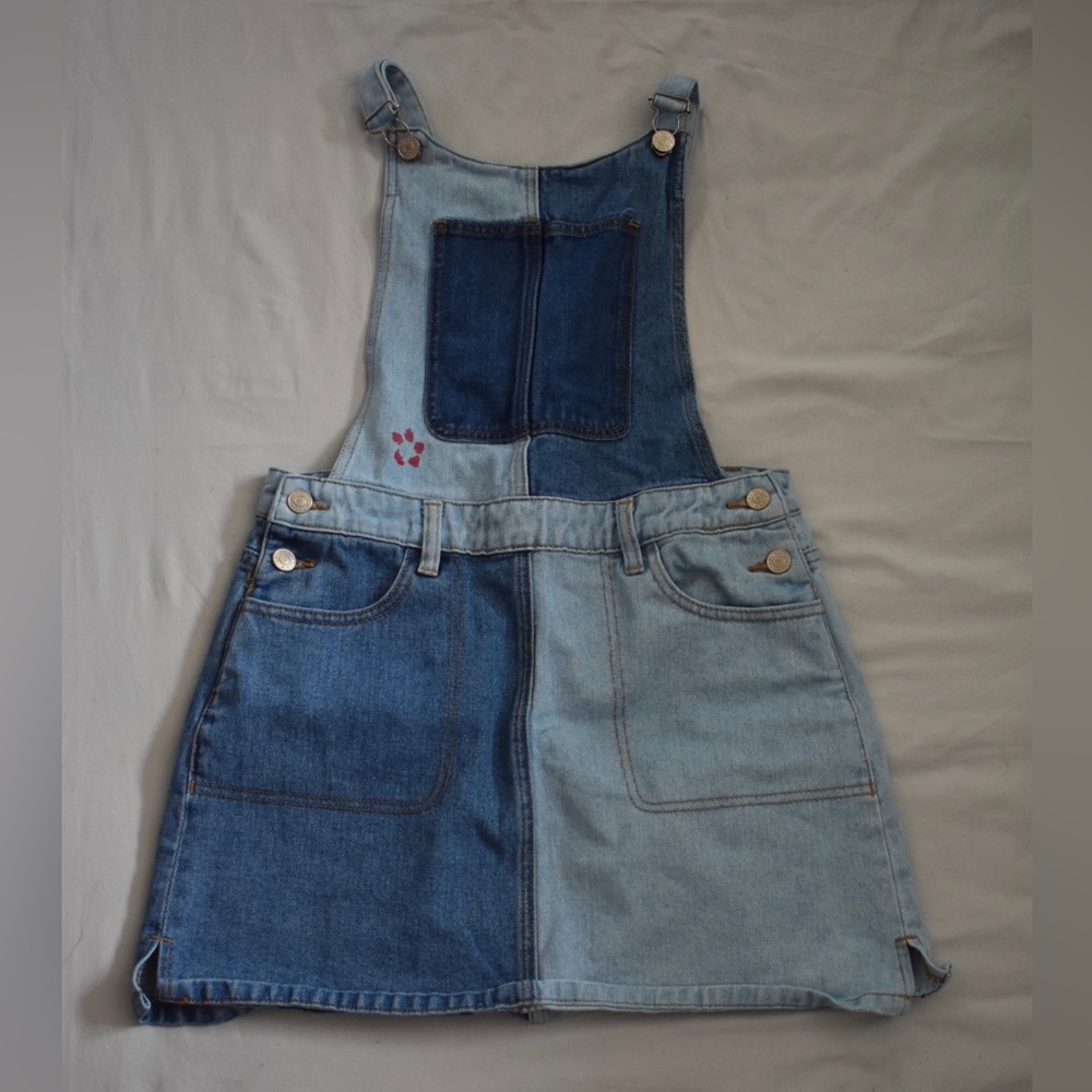 Pacsun Denim Overall Dress Women's Size S Blue Two Tone Casual